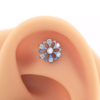 Openwork Snowflake Internally Threaded Titanium Ear Studs - Purple-Pink Gradient