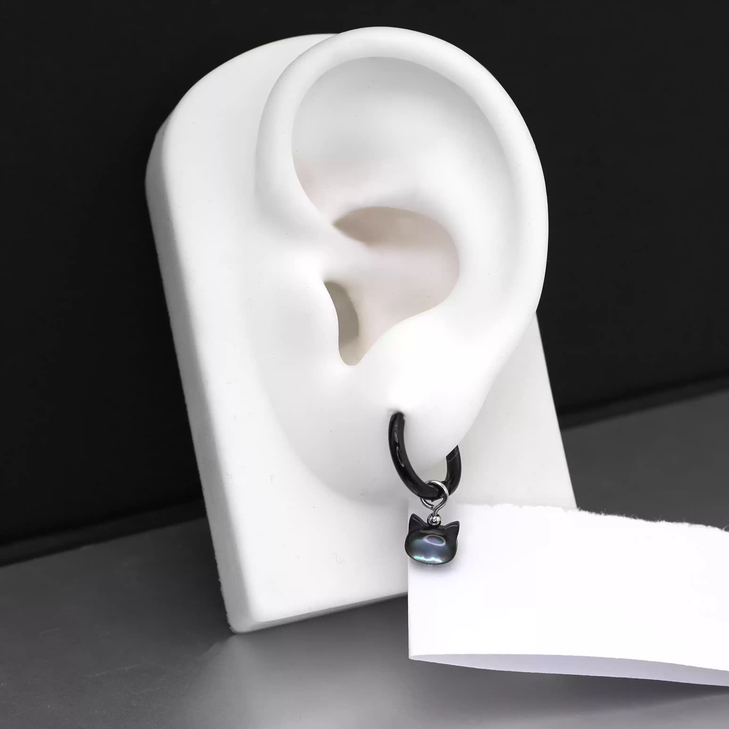 Paws & Purrs - PAIR OF Cute Cat Stainless Steel Earrings - Paws & Purrs - PAIR OF Cute Cat Stainless Steel Earrings - Pair of Black by CRUXJEWELRY