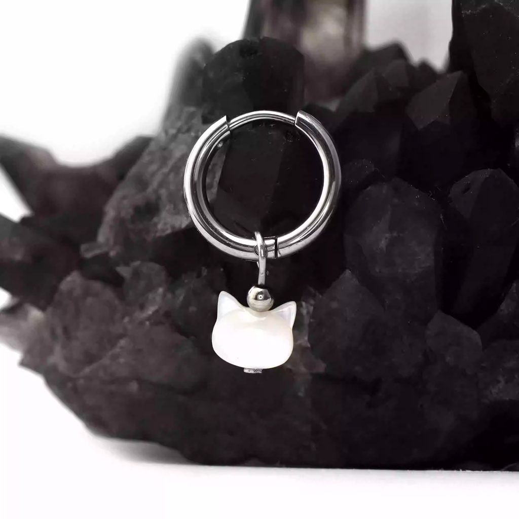 Paws & Purrs - PAIR OF Cute Cat Stainless Steel Earrings - Paws & Purrs - PAIR OF Cute Cat Stainless Steel Earrings - Pair of Black by CRUXJEWELRY