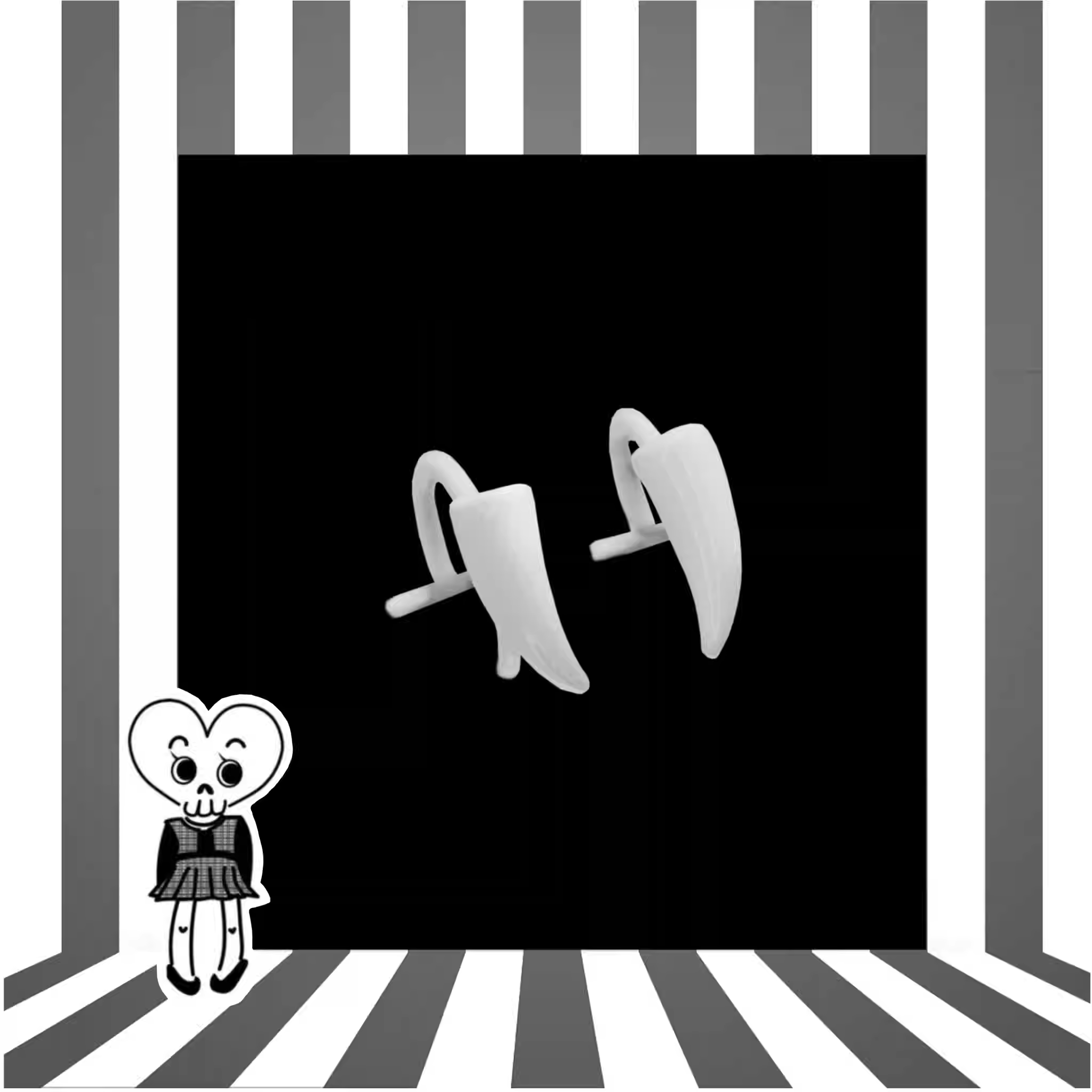 CRUX - PAIR OF White Enamel Fangs stainless steel Lip Clip - CRUX - PAIR OF White Enamel Fangs stainless steel Lip Clip - 8mm by CRUXJEWELRY