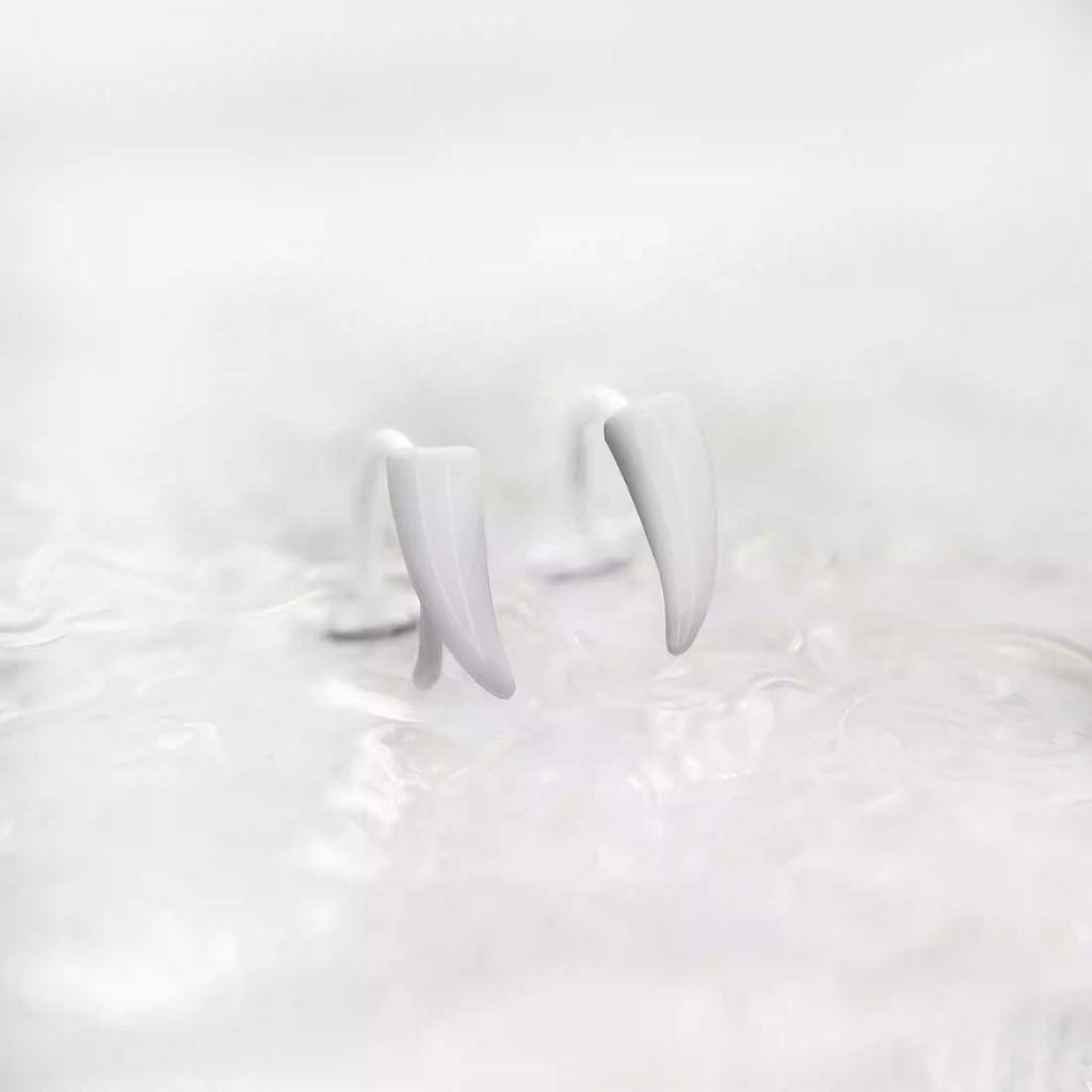 CRUX - PAIR OF White Enamel Fangs stainless steel Lip Clip - CRUX - PAIR OF White Enamel Fangs stainless steel Lip Clip - 8mm by CRUXJEWELRY