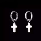 CRUX - MOP Cross Pendant stainless steel Earrings - CRUX - MOP Cross Pendant stainless steel Earrings - Single by CRUXJEWELRY