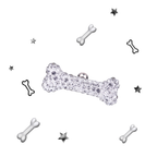 Paws & Purrs - Large Puppy's Bone Full Crystal Stainless Steel Ear Studs - Paws & Purrs - Large Puppy's Bone Full Crystal Stainless Steel Ear Studs - White / 0.8mm/20G by CRUXJEWELRY