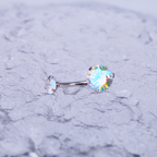 Round CZ Stainless Steel Belly Ring - Round CZ Stainless Steel Belly Ring - AB Coating / 6mm by CRUXJEWELRY