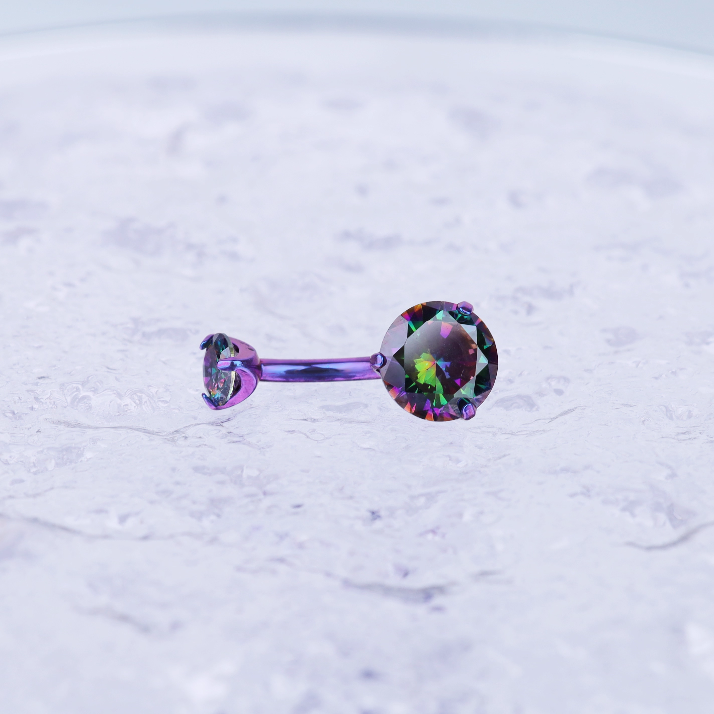 Round CZ Titanium Belly Ring - Round CZ Titanium Belly Ring - Black / 6 mm by CRUXJEWELRY