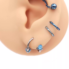 S-Shaped Dragon Claw Cat's Eye Internally Threaded Stainless Steel Lip Ring - S-Shaped Dragon Claw Cat's Eye Internally Threaded Stainless Steel Lip Ring - Purple / 8mm by CRUXJEWELRY