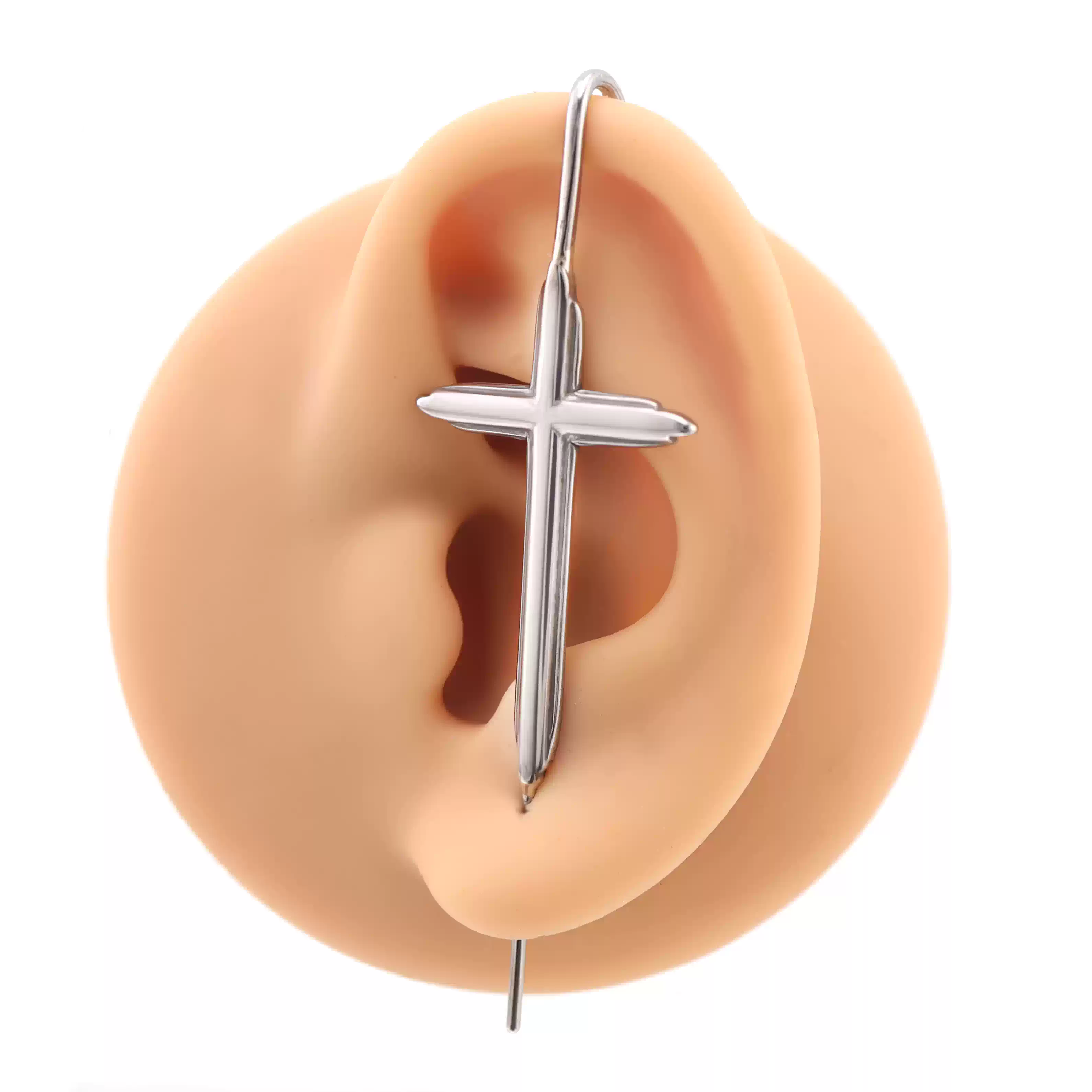 Punk Ear Cross Stainless steel Ear Climber - Punk Ear Cross Stainless steel Ear Climber - Default Title by CRUXJEWELRY