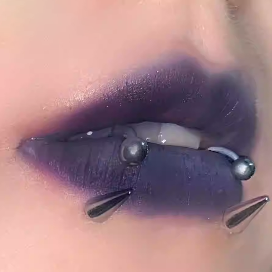 Spike and Ball Ends Horseshoe Lip Ring - Spike and Ball Ends Horseshoe Lip Ring - Spike & Spike / 8mm by CRUXJEWELRY