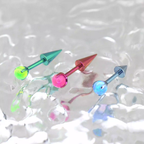 Spike Internally Threaded Titanium Cartilage Stud - Spike Internally Threaded Titanium Cartilage Stud - Green / 6mm by CRUXJEWELRY