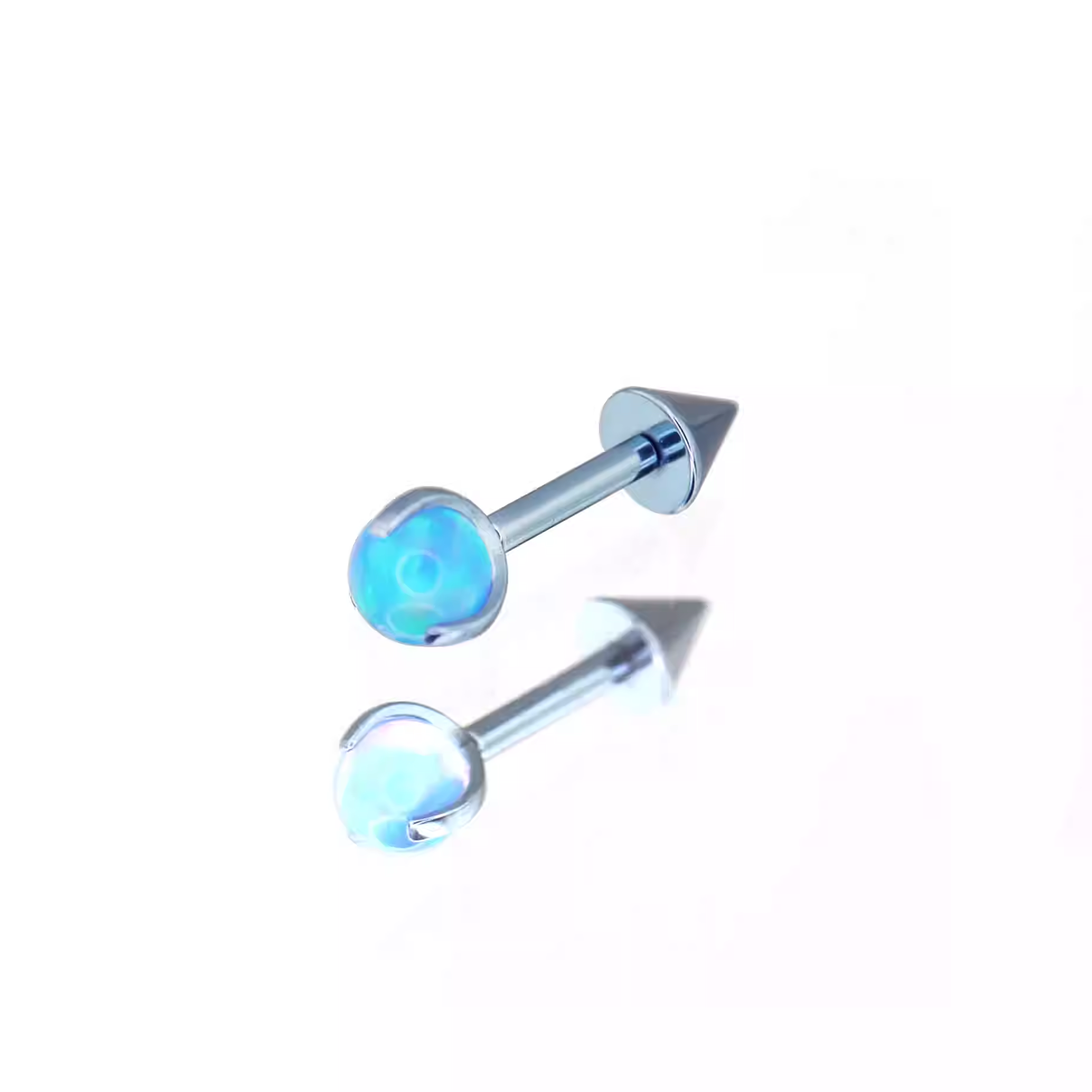 Spike Internally Threaded Titanium Cartilage Stud - Spike Internally Threaded Titanium Cartilage Stud - Green / 6mm by CRUXJEWELRY