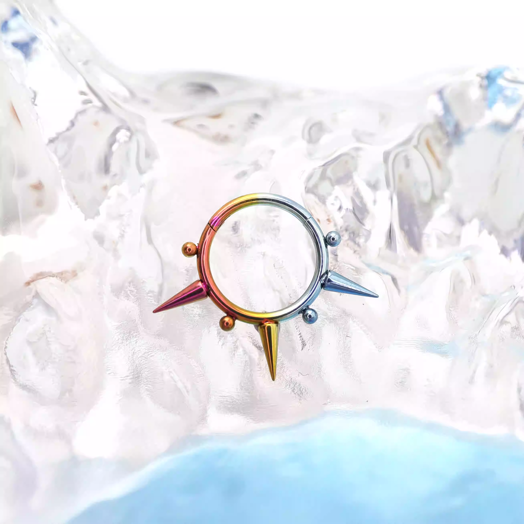 Rainbow Spike Segment Septum Ring - Rainbow Spike Segment Septum Ring - Rainbow / 8 mm by CRUXJEWELRY