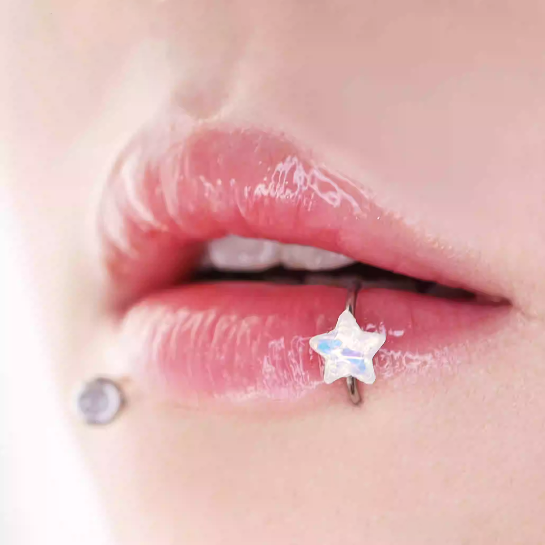 stainless steel Pentagram Resin Lip Clip - stainless steel Pentagram Resin Lip Clip - 8mm by CRUXJEWELRY