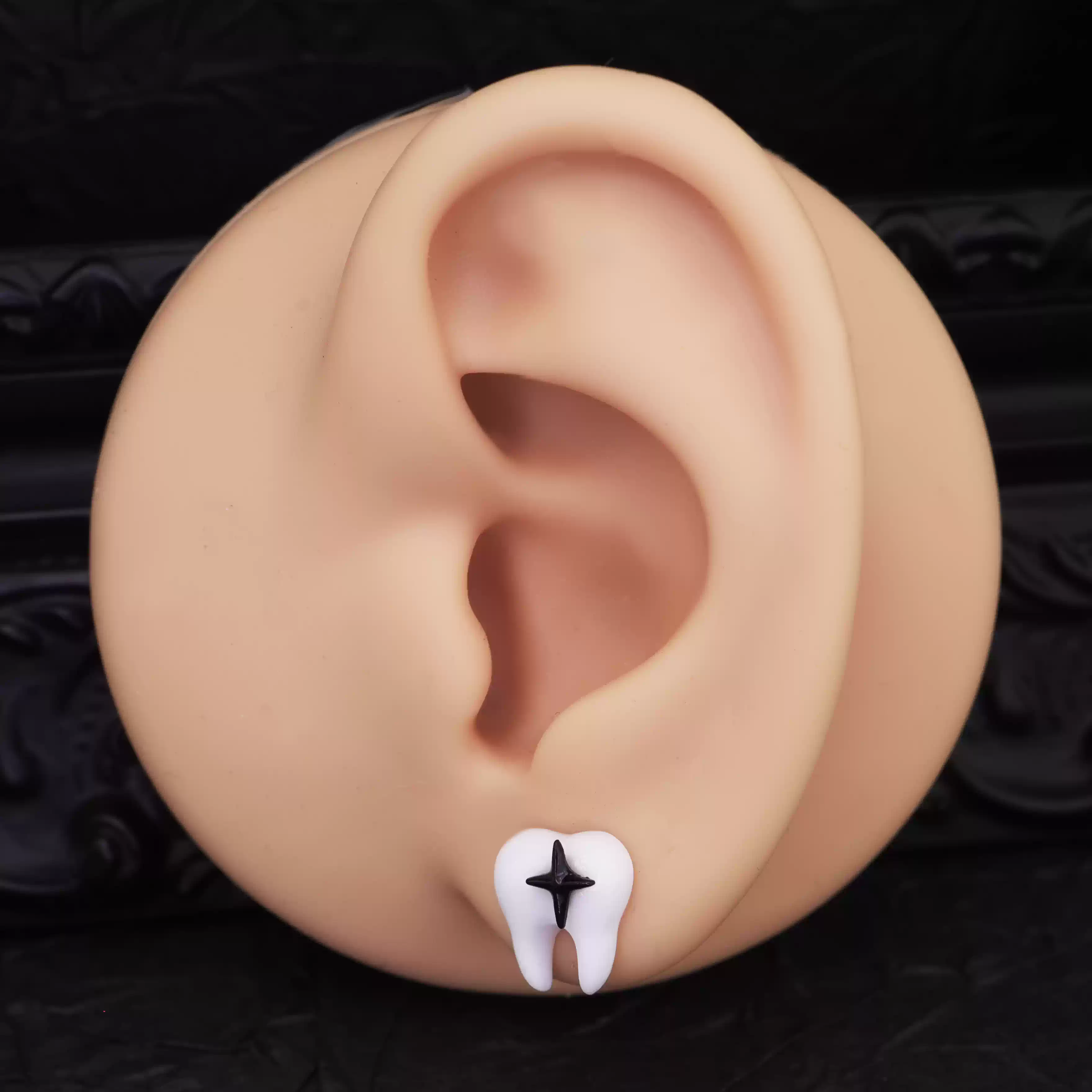 Star Tooth Resin stainless steel Ear Stud - Star Tooth Resin stainless steel Ear Stud - Single / 1.2mm/16G / 6mm by CRUXJEWELRY