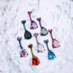 Teardrop CZ Internally Threaded Titanium Belly Ring - Teardrop CZ Internally Threaded Titanium Belly Ring - AB Coating / 6 mm by CRUXJEWELRY