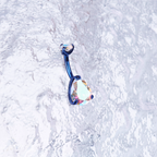 Teardrop CZ Internally Threaded Titanium Belly Ring - Teardrop CZ Internally Threaded Titanium Belly Ring - AB Coating / 6 mm by CRUXJEWELRY