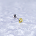 Iridescent Heart CZ Stainless Steel Ball-Back Studs - Iridescent Heart CZ Stainless Steel Ball-Back Studs - Pink by CRUXJEWELRY