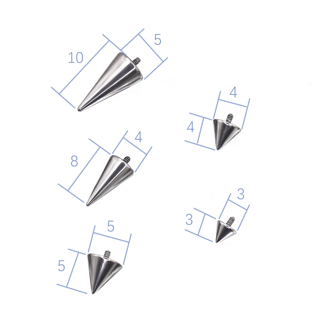 Titanium Internally Threaded Spike Ends Accessories - Titanium Internally Threaded Spike Ends Accessories - 3*3mm by CRUXJEWELRY