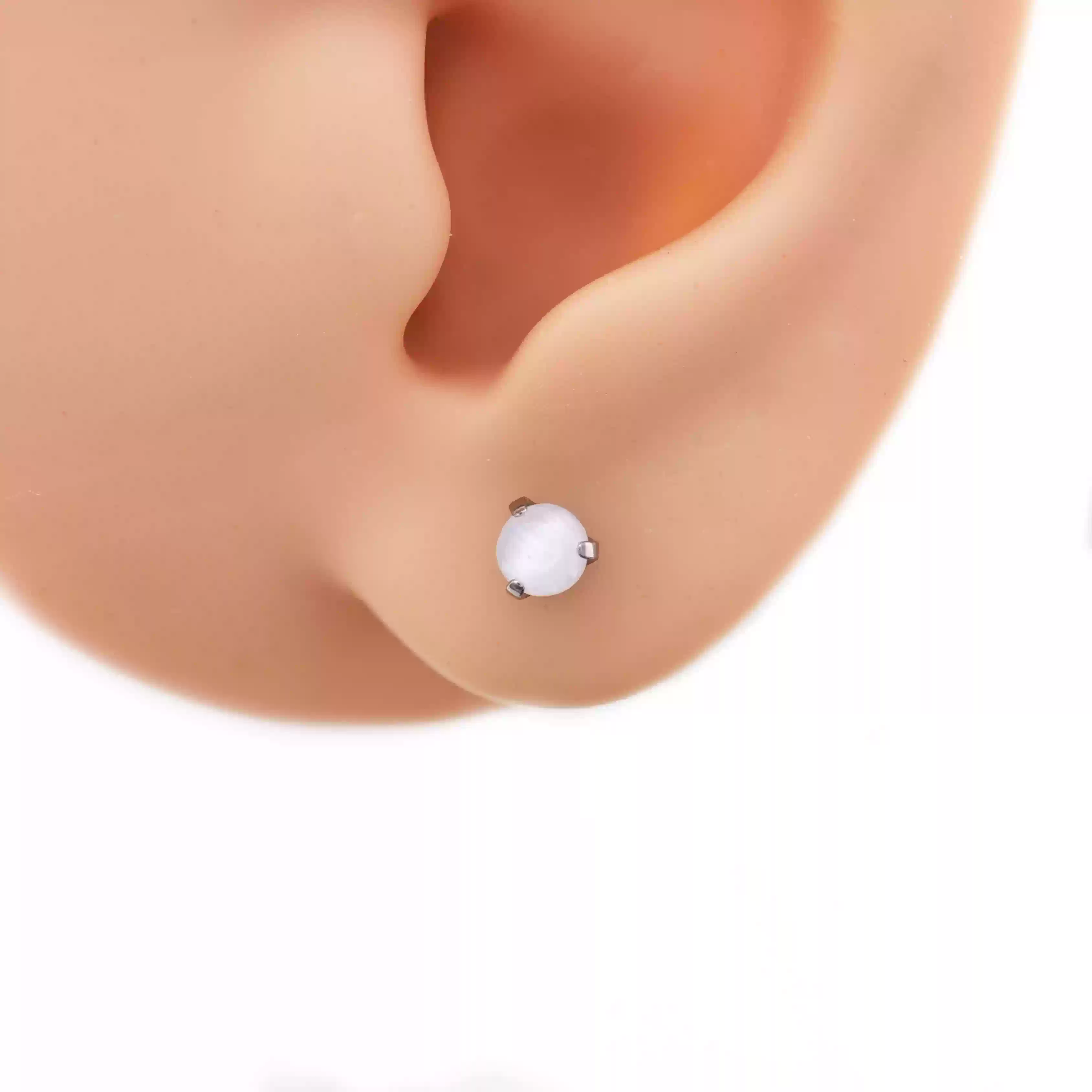 Translucent Cat's Eye Internally Threaded Titanium Studs - Translucent Cat's Eye Internally Threaded Titanium Studs - 6mm by CRUXJEWELRY