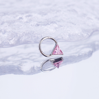 Triangle CZ stainless steel Segment Hoop - Triangle CZ stainless steel Segment Hoop - Pink / 8 mm by CRUXJEWELRY