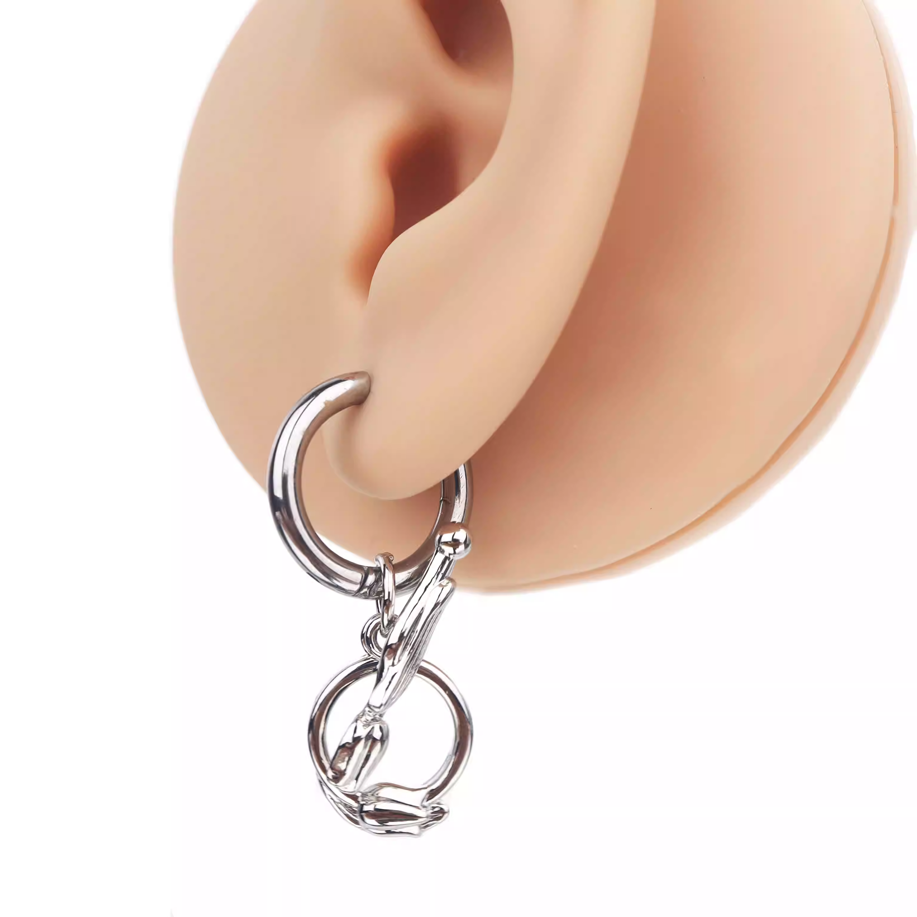 CyberPunk Tulip Pendant Stainless Steel Earrings - CyberPunk Tulip Pendant Stainless Steel Earrings - Single by CRUXJEWELRY