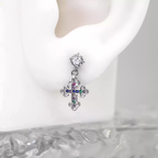 Vintage Cross Pendant Rainbow CZ Stainless steel Ear Studs - Vintage Cross Pendant Rainbow CZ Stainless steel Ear Studs - Single by CRUXJEWELRY