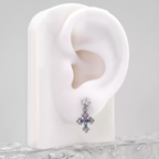 Vintage Cross Pendant Rainbow CZ Stainless steel Ear Studs - Vintage Cross Pendant Rainbow CZ Stainless steel Ear Studs - Single by CRUXJEWELRY