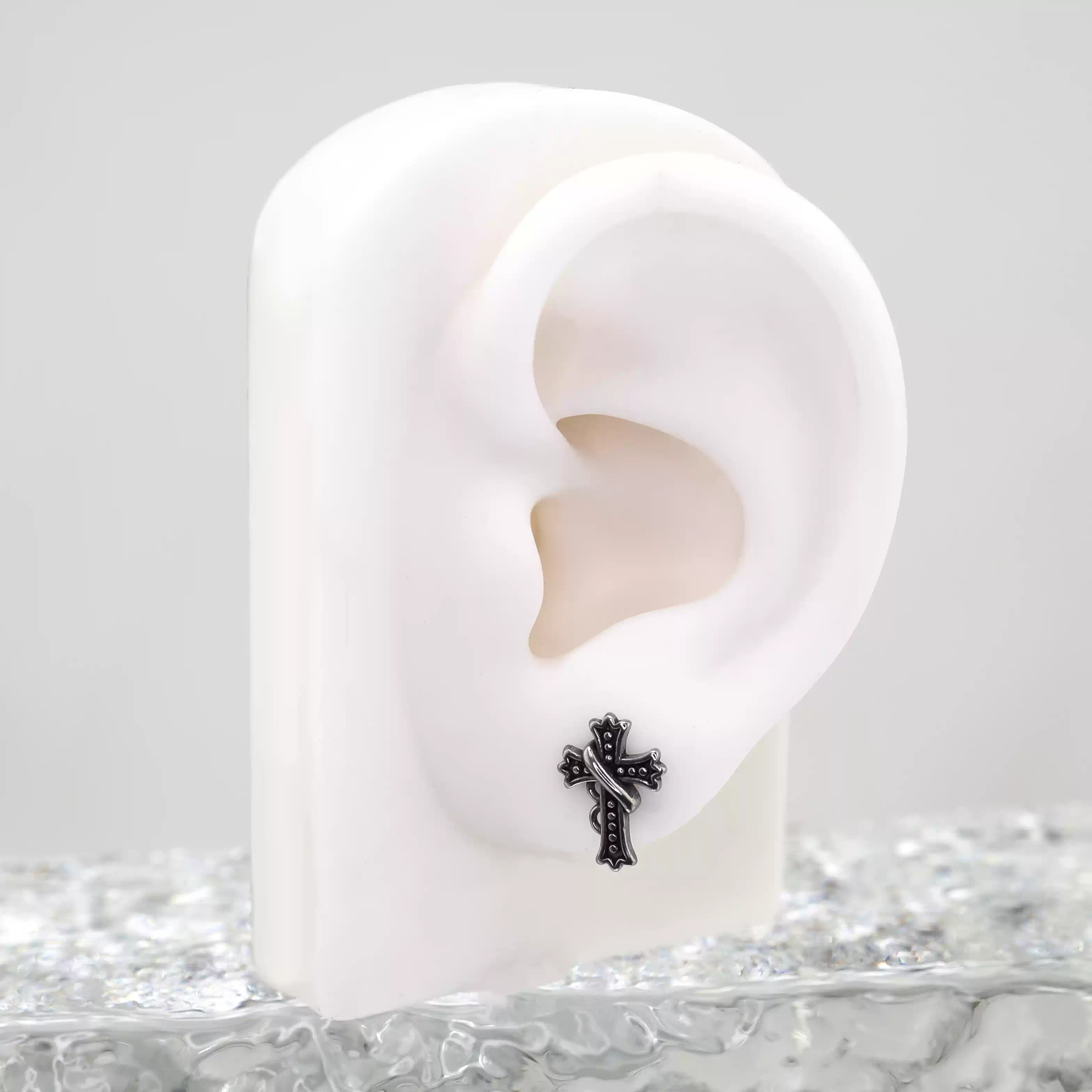 Vintage Twisted Cross Stainless steel Ear Studs - Vintage Twisted Cross Stainless steel Ear Studs - Single by CRUXJEWELRY