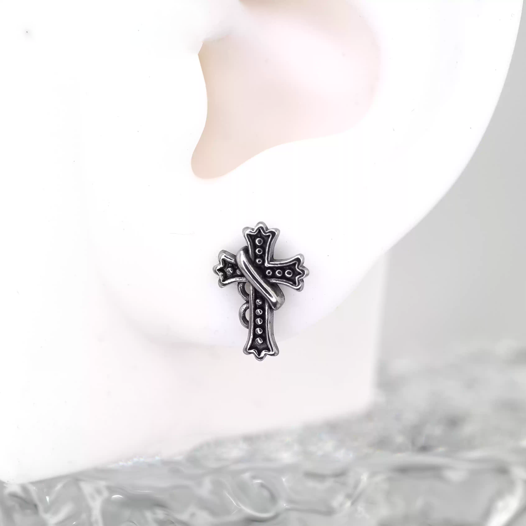 Vintage Twisted Cross Stainless steel Ear Studs - Vintage Twisted Cross Stainless steel Ear Studs - Single by CRUXJEWELRY