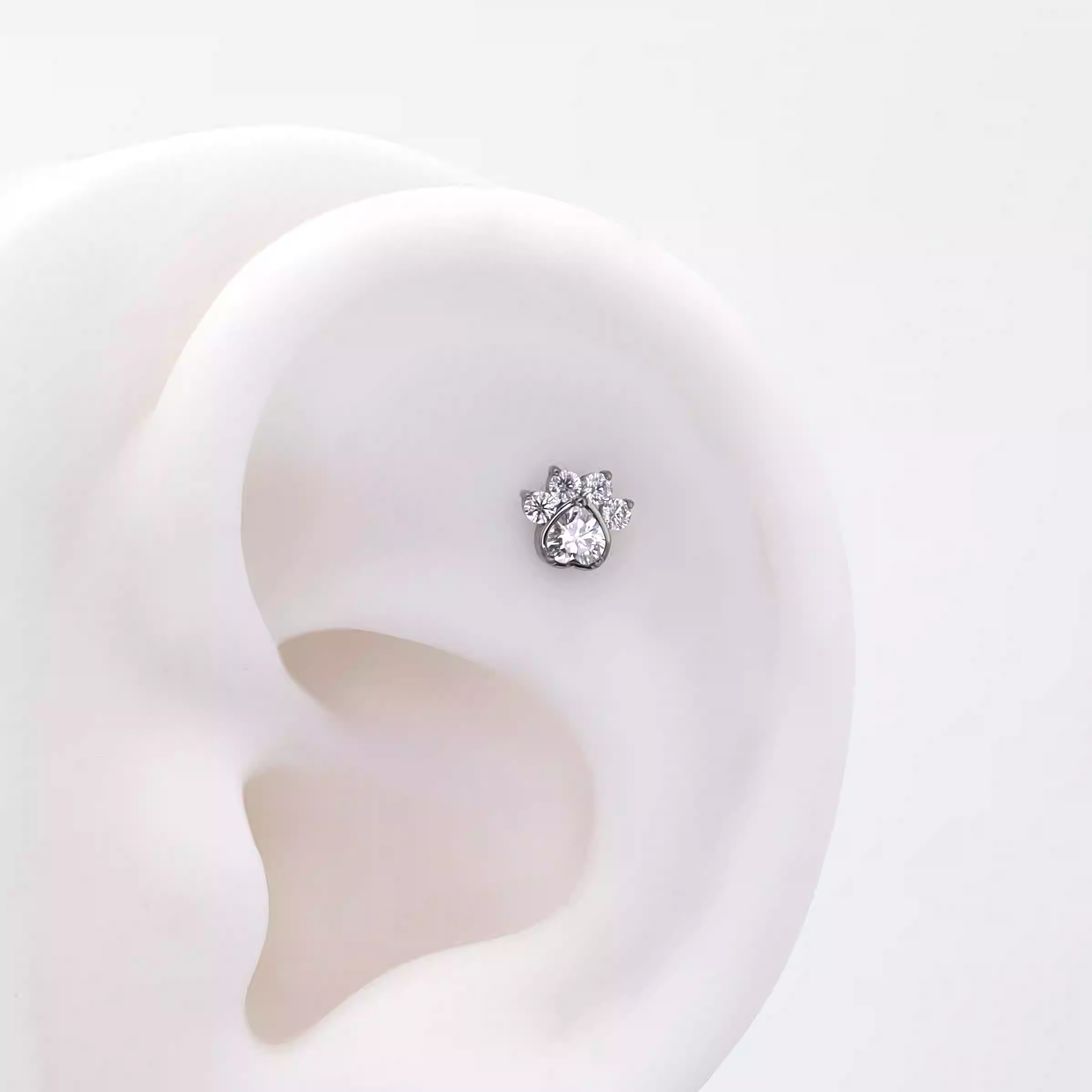 White CZ Cat Paw Titanium Studs - White CZ Cat Paw Titanium Studs - 6mm by CRUXJEWELRY