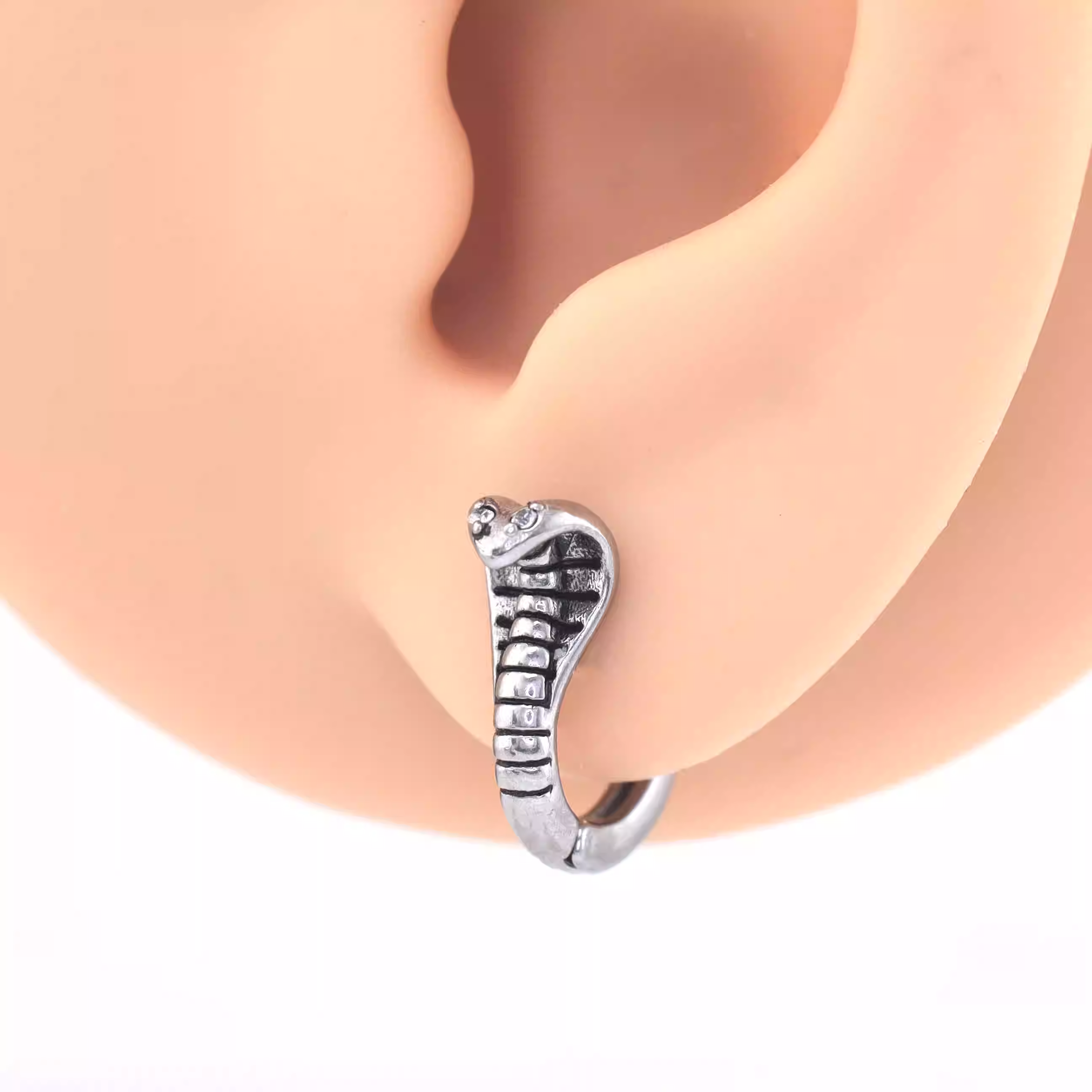 White CZ Eyed Serpent 3D Stainless Steel Stainless Steel - White CZ Eyed Serpent 3D Stainless Steel Stainless Steel - Single by CRUXJEWELRY