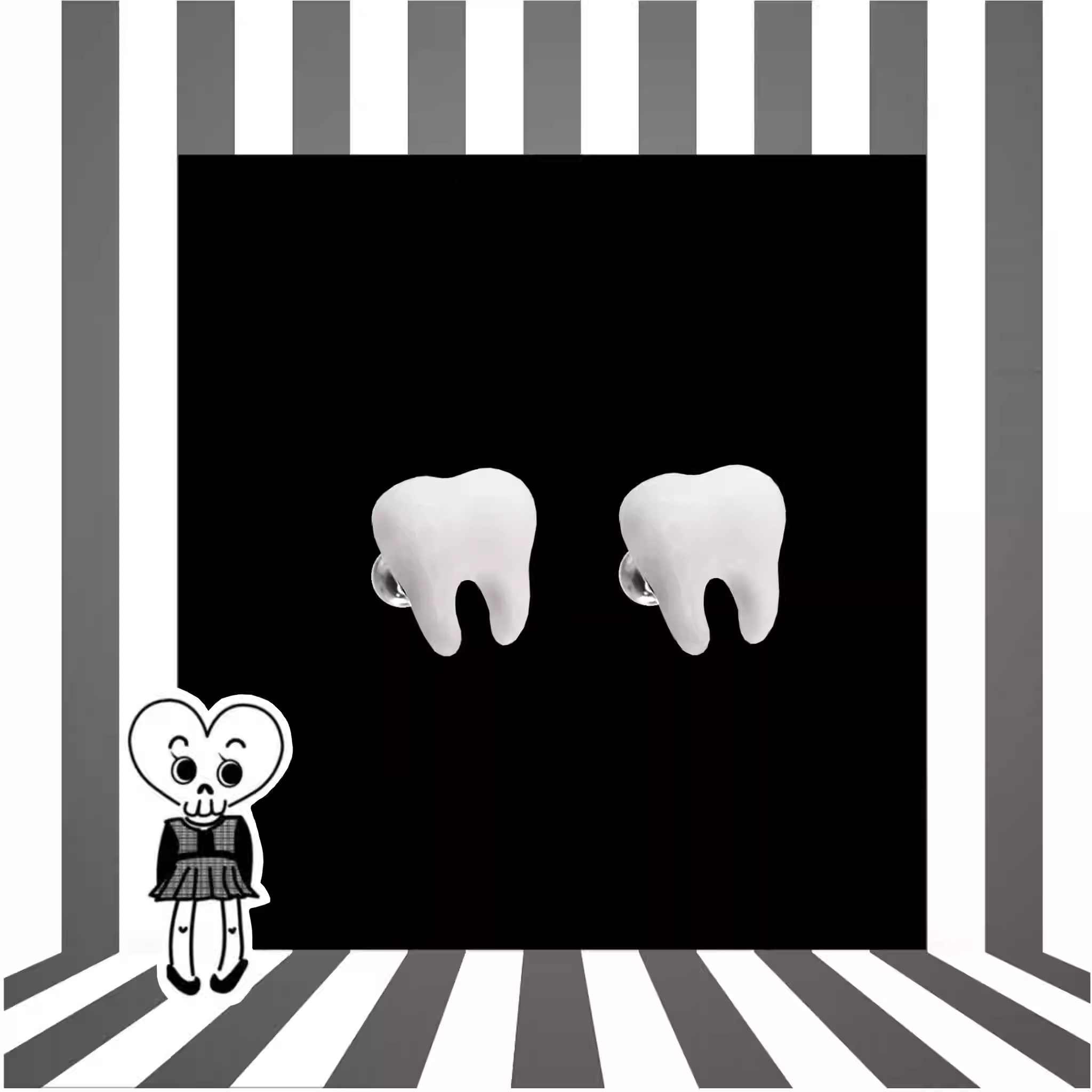 CRUX - White Tooth Externally Threaded stainless steel Studs - CRUX - White Tooth Externally Threaded stainless steel Studs - Single / 6mm / 0.8mm/20G by CRUXJEWELRY