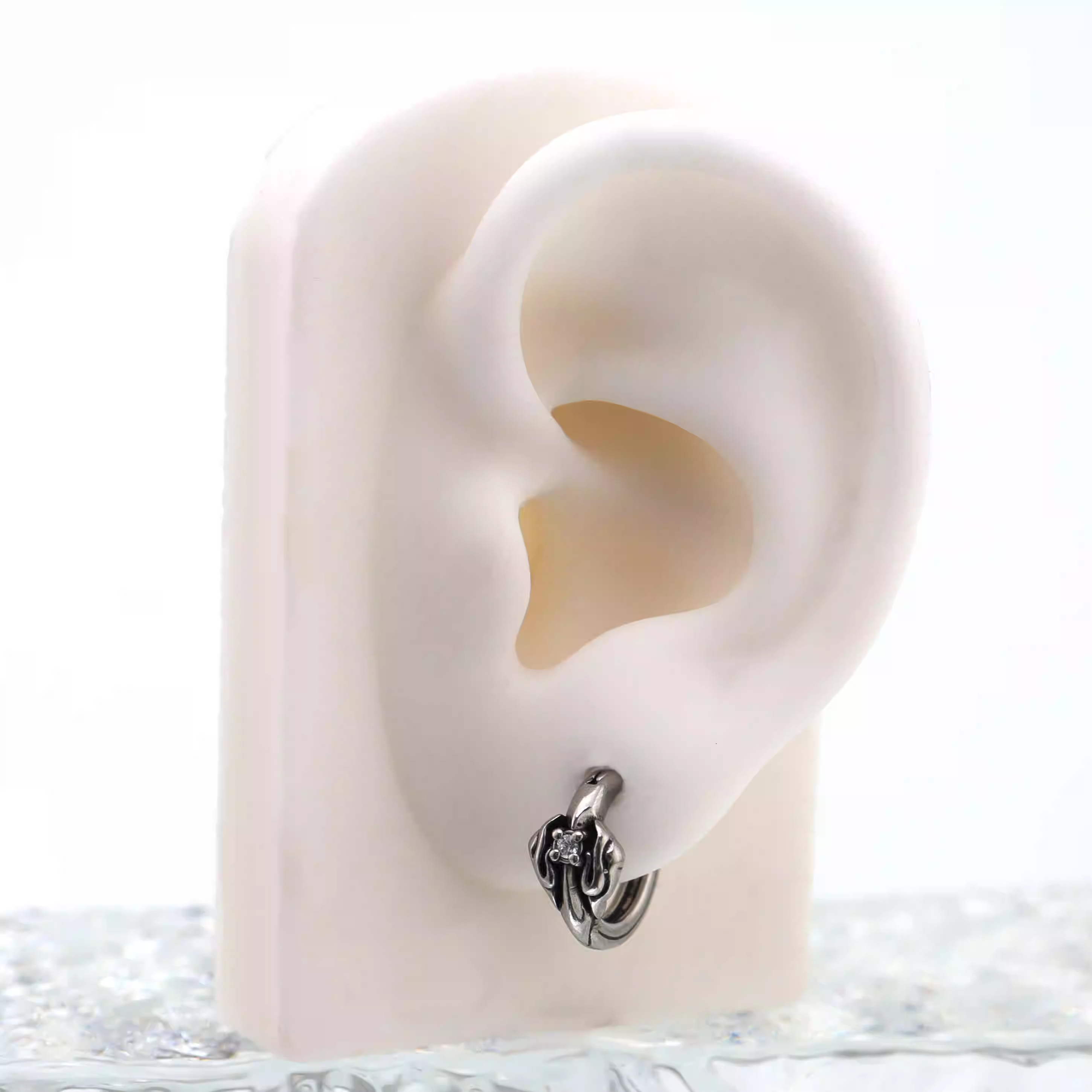 Gothic White CZ Stainless steel Earrings - Gothic White CZ Stainless steel Earrings - Single by CRUXJEWELRY