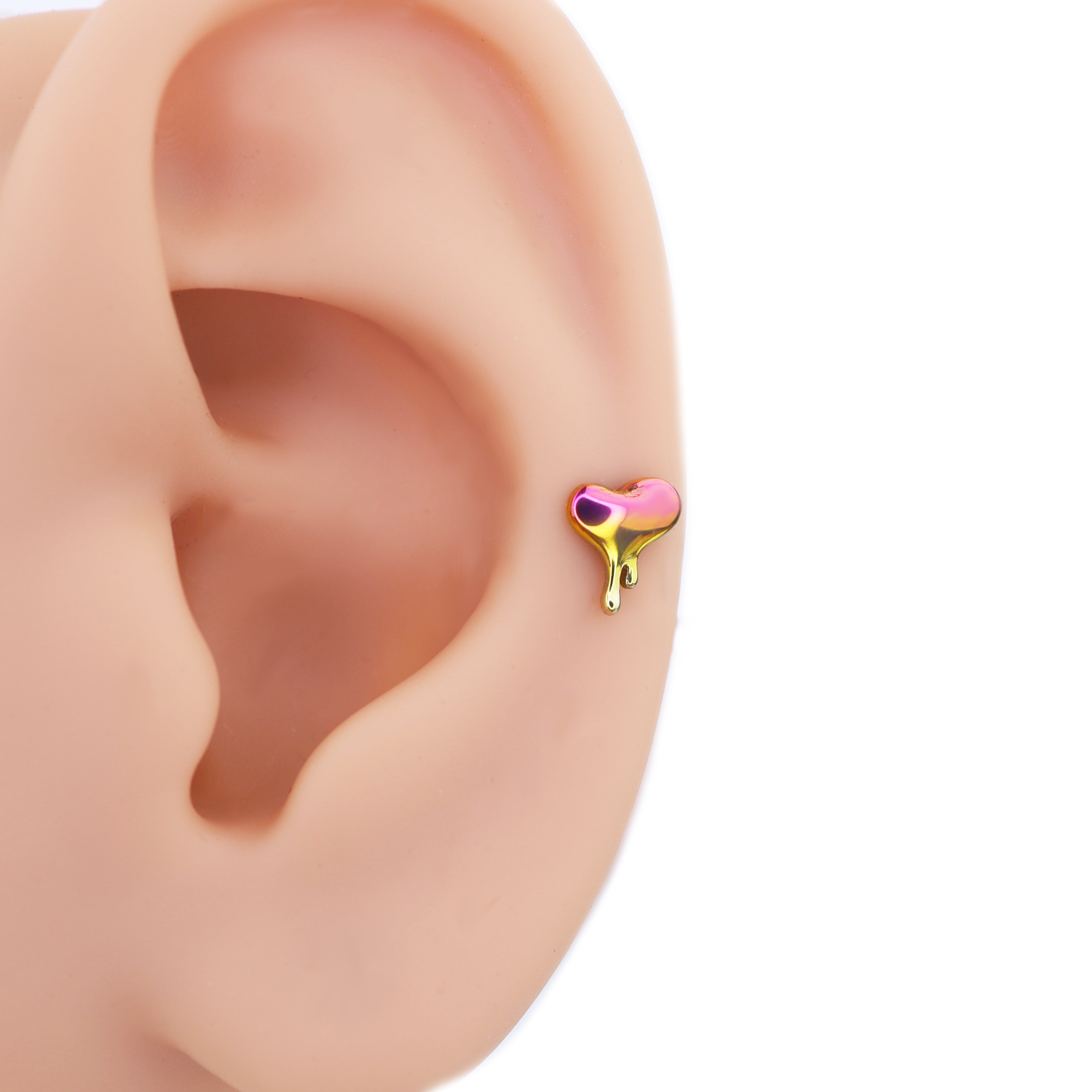 Anneau de lèvre en titane en forme de cœur, style 3D fluide 