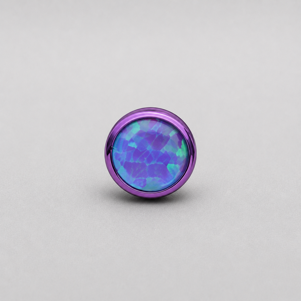 Titanium Fire Opal Bezel Piercing Top