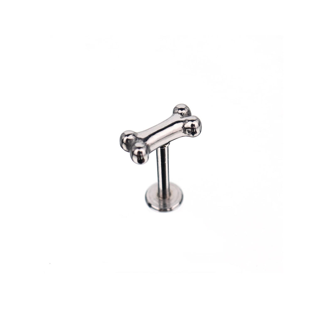 Cute Mini Bone Stainless Steel Internally Threaded Lip Ring - Cute Mini Bone Stainless Steel Internally Threaded Lip Ring - Sliver / 6mm by CRUXJEWELRY