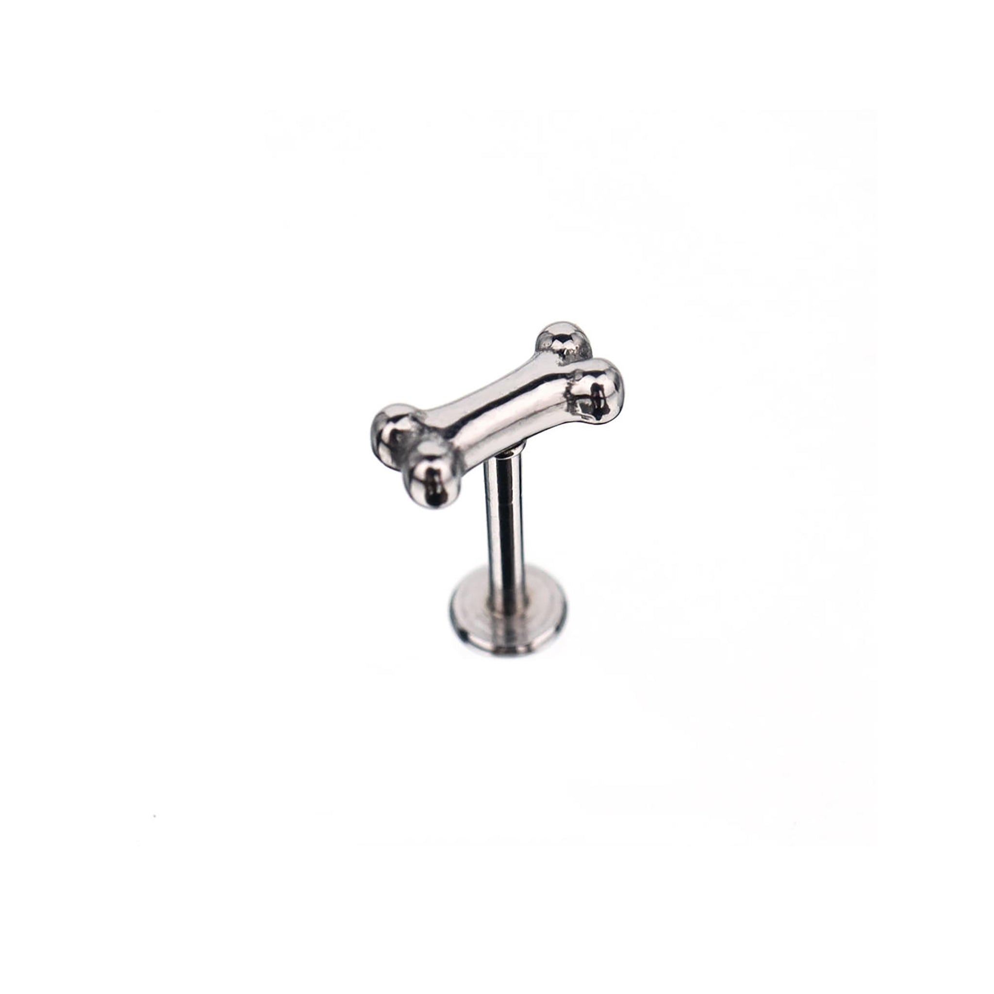 Cute Mini Bone Stainless Steel Internally Threaded Lip Ring - Cute Mini Bone Stainless Steel Internally Threaded Lip Ring - Sliver / 6mm by CRUXJEWELRY