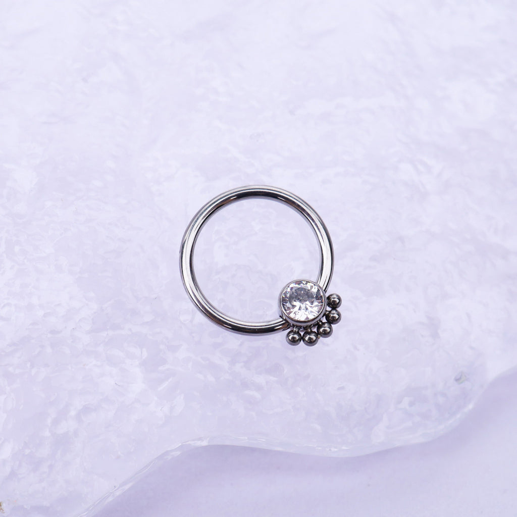 Closure CZ Ball Titanium Nose Ring - Closure CZ Ball Titanium Nose Ring - White by CRUXJEWELRY