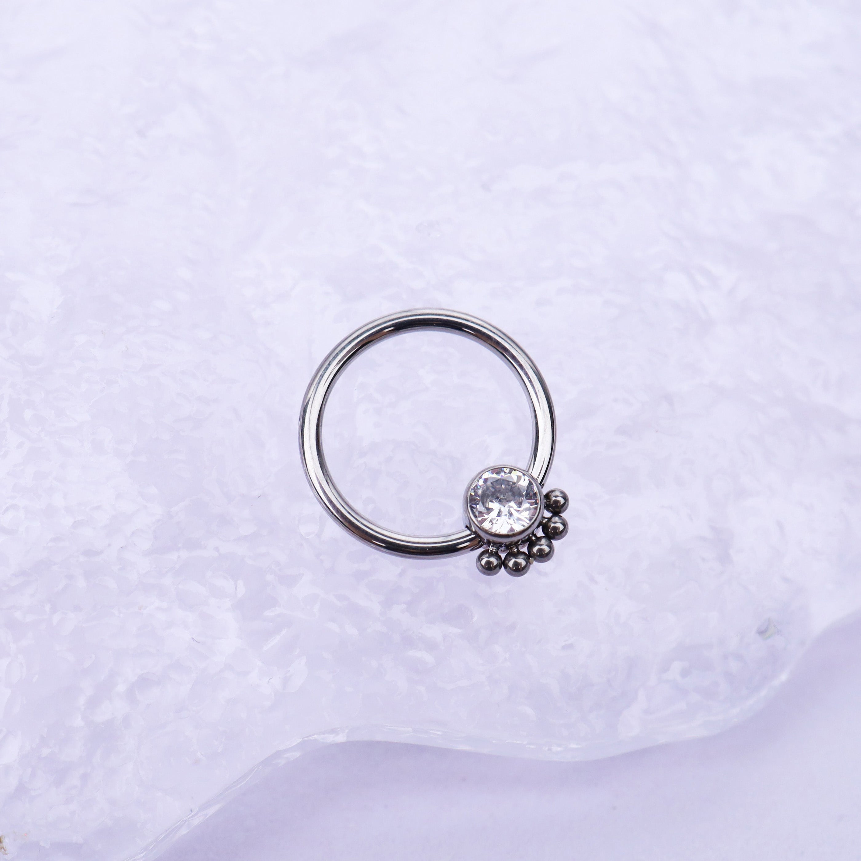 Closure CZ Ball Titanium Nose Ring - Closure CZ Ball Titanium Nose Ring - White by CRUXJEWELRY