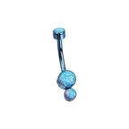 Double Opal internally threaded Titanium Belly Ring - Double Opal internally threaded Titanium Belly Ring - sky-blue-1 by CRUXJEWELRY