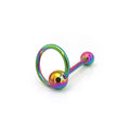 Spinning Ball stainless steel tongue stud - Spinning Ball stainless steel tongue stud - Rainbow / 12mm by CRUXJEWELRY
