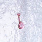 Teardrop CZ Internally Threaded Titanium Belly Ring - Teardrop CZ Internally Threaded Titanium Belly Ring - AB Coating / 6 mm by CRUXJEWELRY