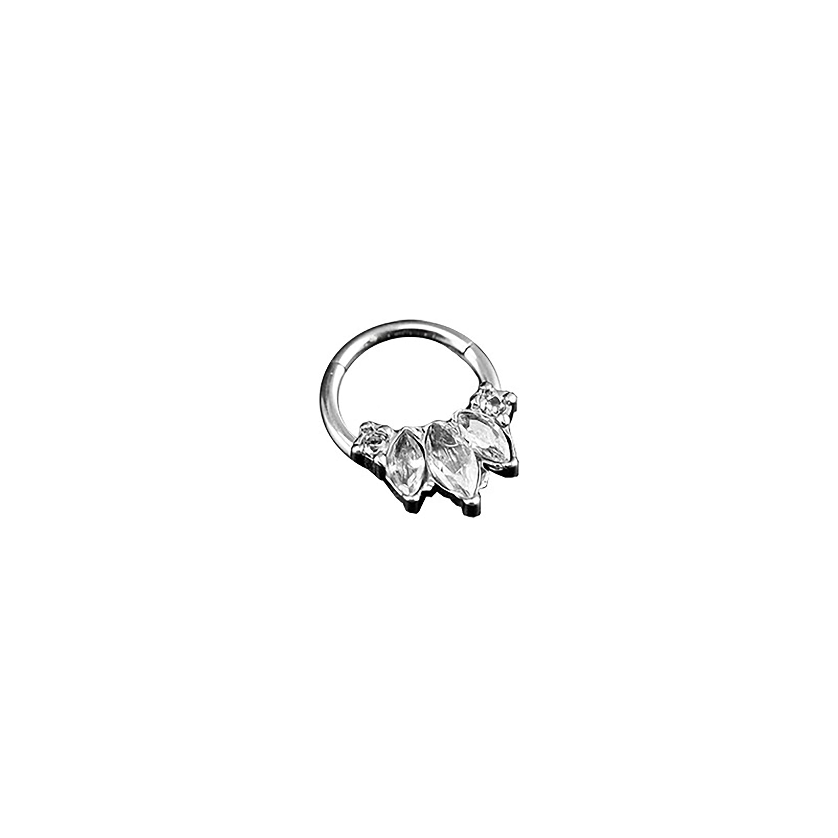 Round CZ Segment Septum Ring - Round CZ Segment Septum Ring - White by CRUXJEWELRY