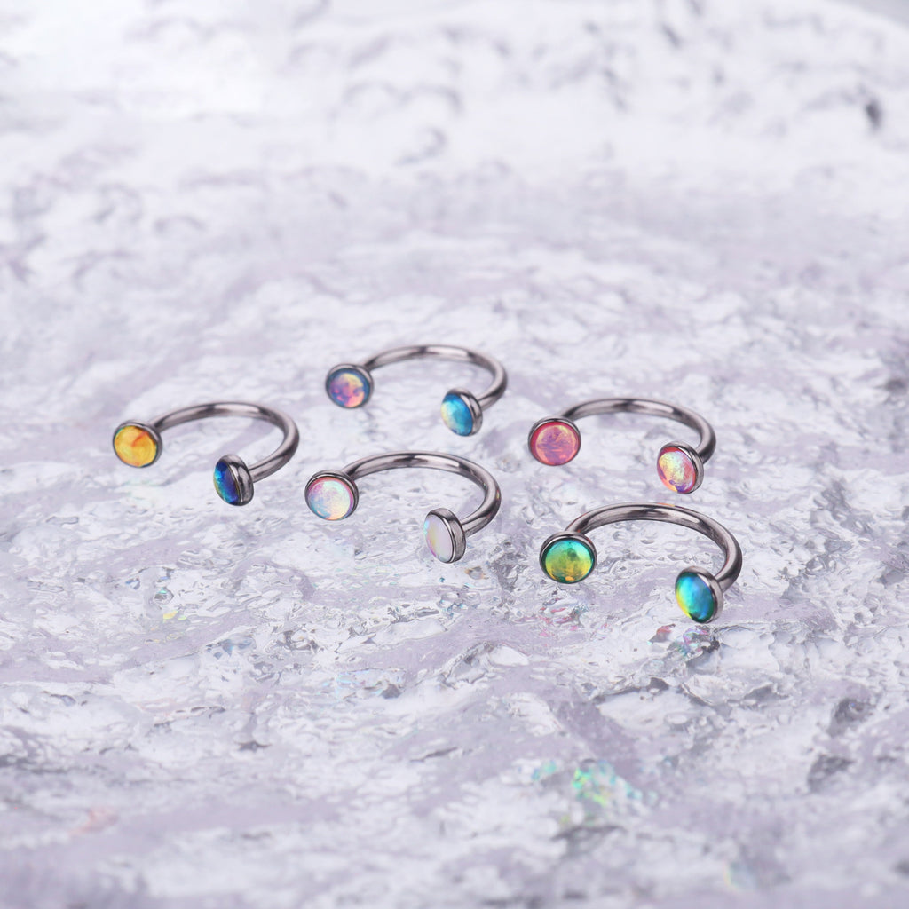 Colorful Dreamy Oil Resin Horseshoe Ring - Colorful Dreamy Oil Resin Horseshoe Ring - Pink / 8 mm by CRUXJEWELRY