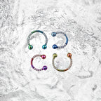 16G CZ Titanium Horseshoe Ring - 16G CZ Titanium Horseshoe Ring - Purple-Pink Gradient / 8 mm by CRUXJEWELRY