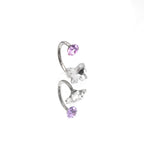 Butterfly CZ Internally Threaded Titanium Horseshoe Ring - Butterfly CZ Internally Threaded Titanium Horseshoe Ring - Purple by CRUXJEWELRY