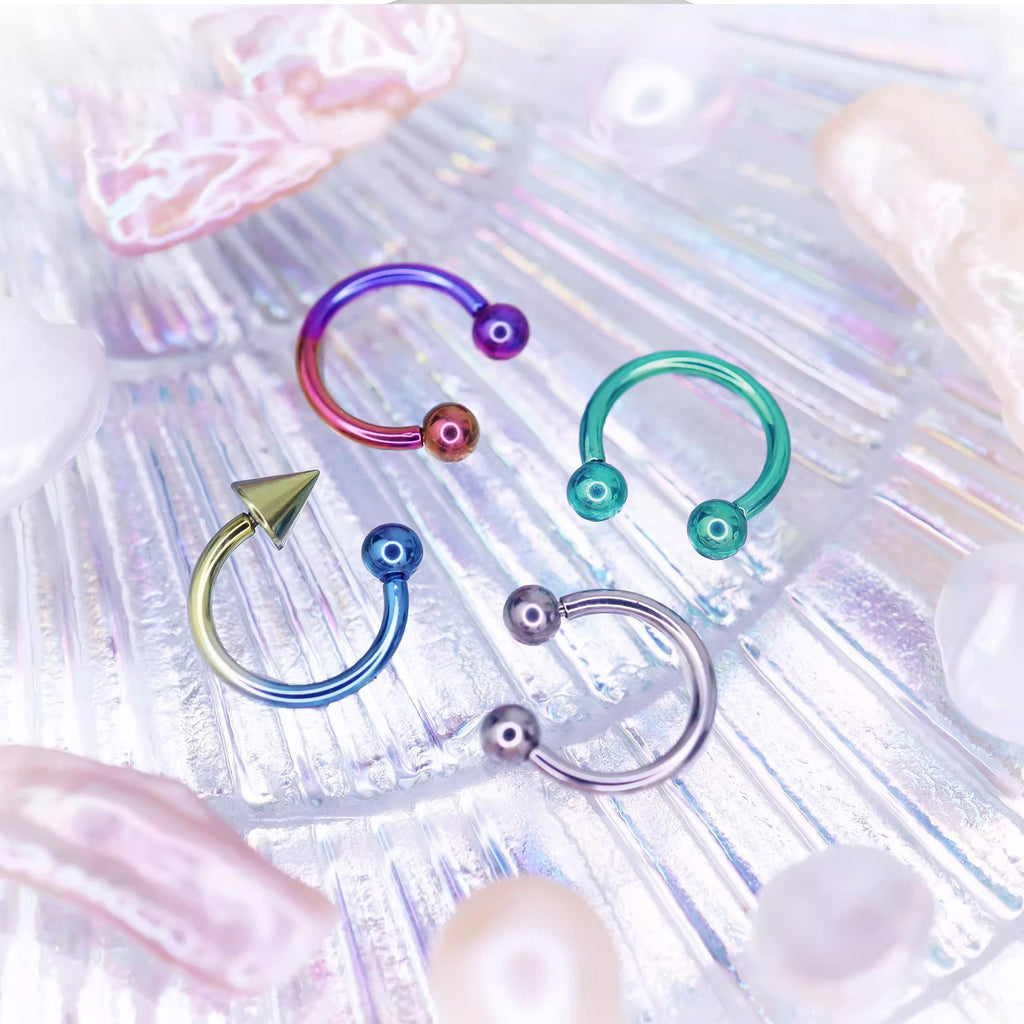 16G Internally Threaded Titanium Horseshoe ring - 16G Internally Threaded Titanium Horseshoe ring - Purple-Pink Gradient / 3 mm by CRUXJEWELRY