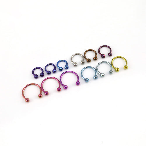Classic Externally Threaded Titanium Horseshoe ring - product overview