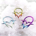 Colorful Heart-shaped Flame Segment Hoop - Colorful Heart-shaped Flame Segment Hoop - Sliver / 8 mm by CRUXJEWELRY