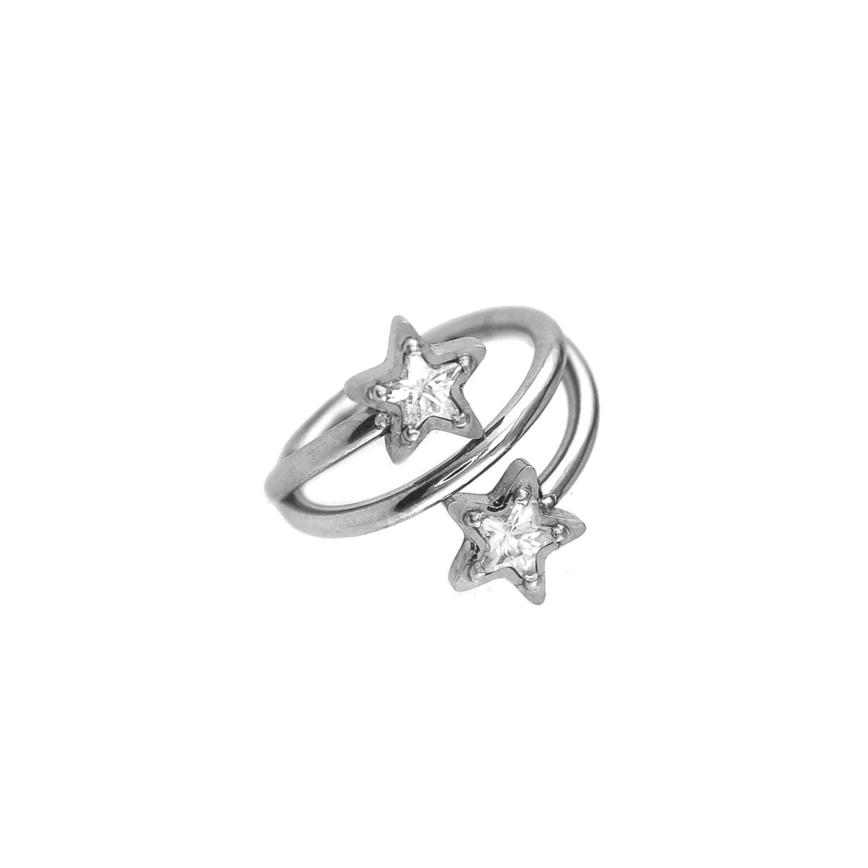 18G Double Pentagram CZ Segment Hoop - 18G Double Pentagram CZ Segment Hoop - Default Title by CRUXJEWELRY