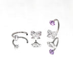 Butterfly CZ Internally Threaded Titanium Horseshoe Ring - Butterfly CZ Internally Threaded Titanium Horseshoe Ring - Purple by CRUXJEWELRY